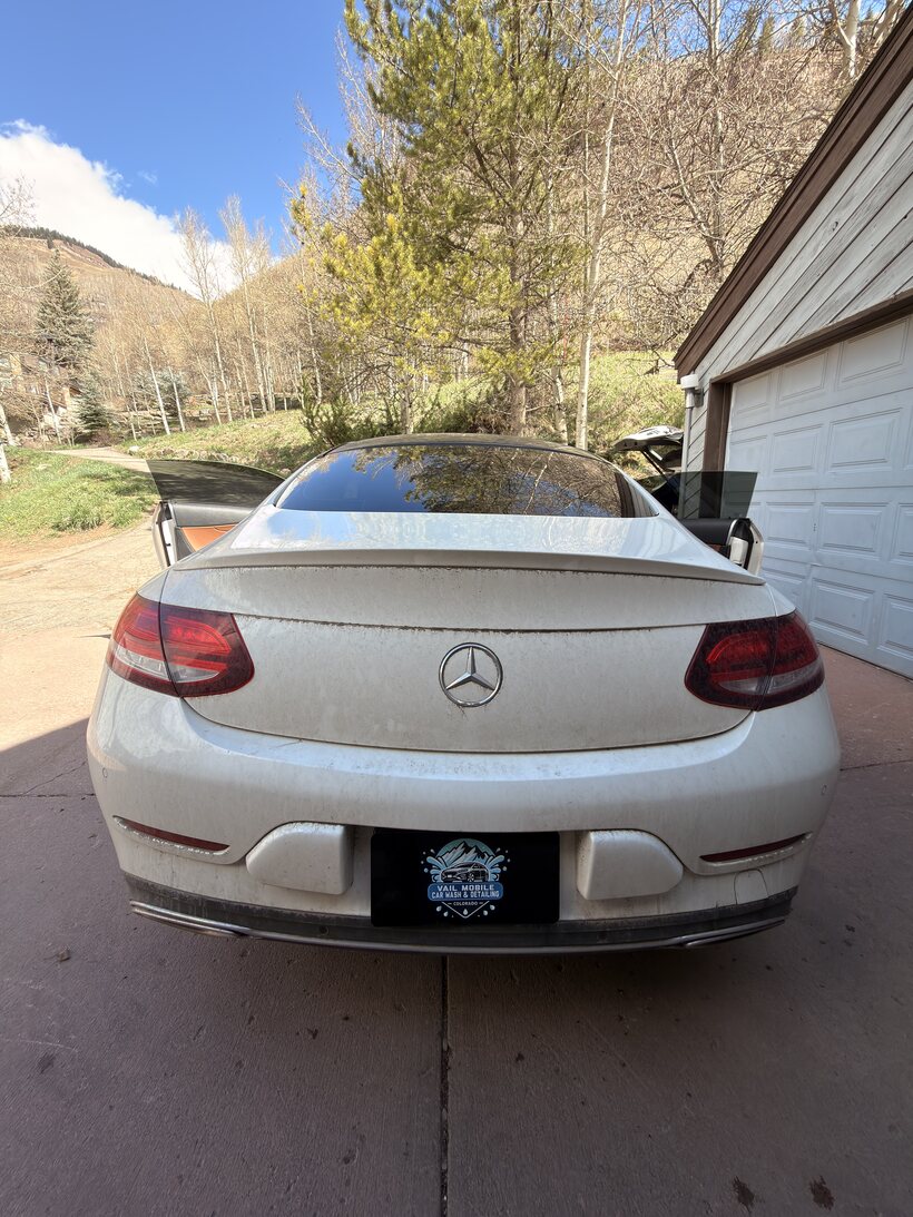 Silver Mercedes-Benz coupe detailed in Vail