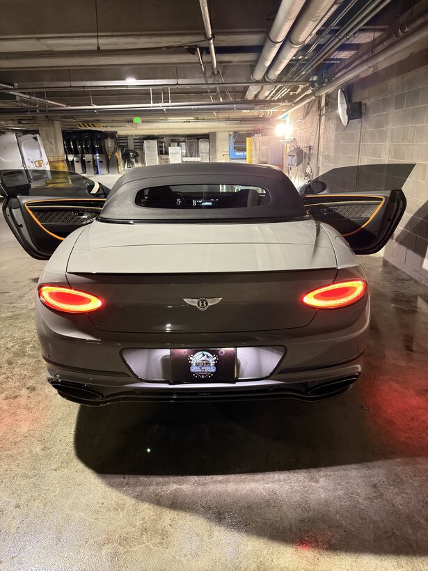 Bentley Continental GT freshly washed in a garage