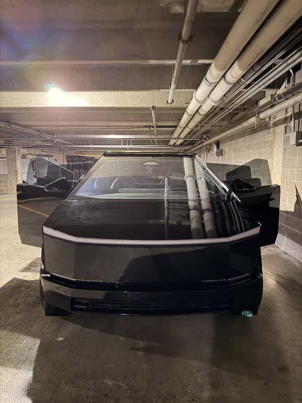 Tesla Cybertruck detailed in a garage